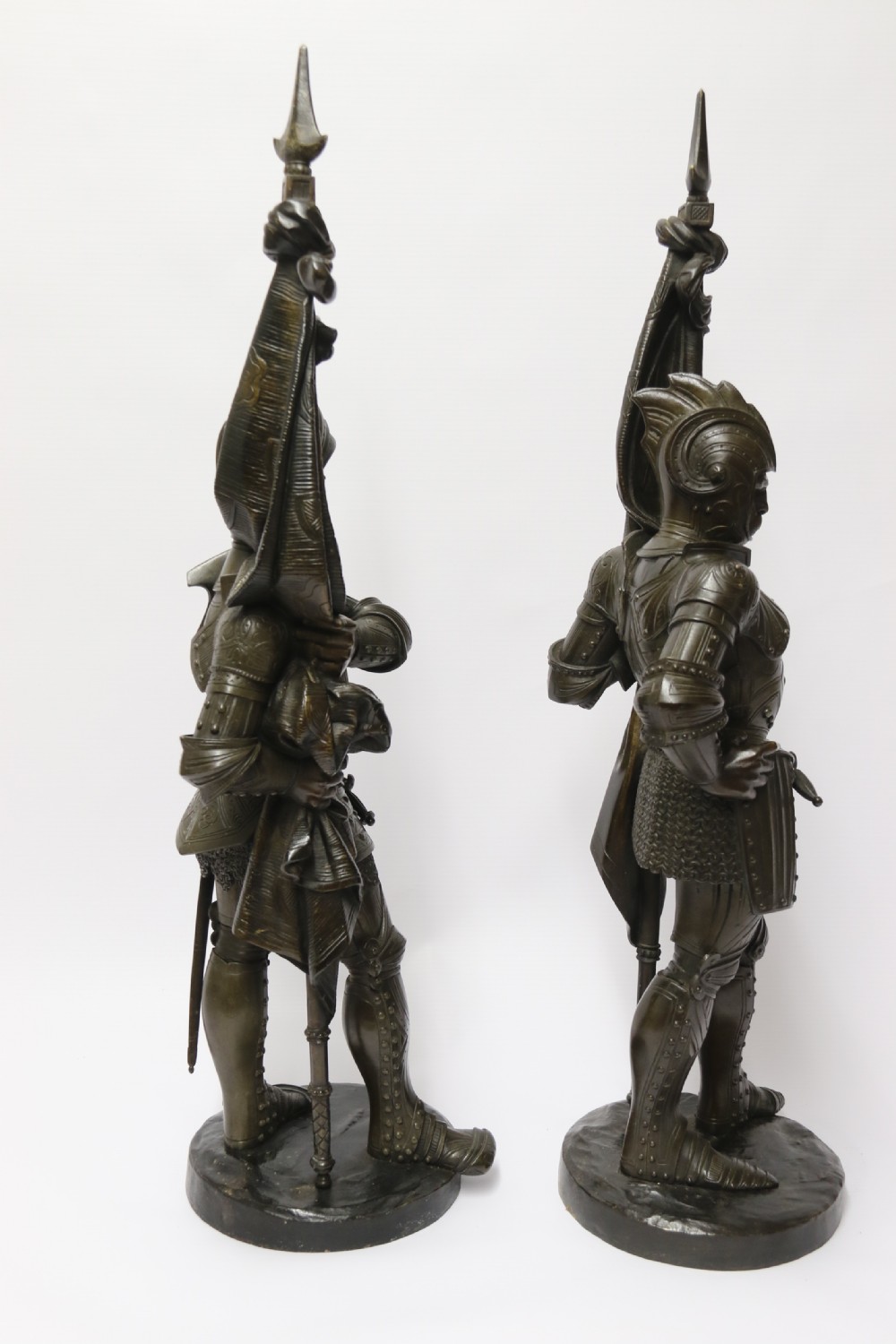 Superb pair mid 19th C bronze knights, Circa 1860 View VIII