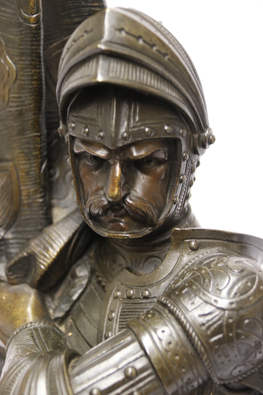 Superb pair mid 19th C bronze knights, Circa 1860 View X