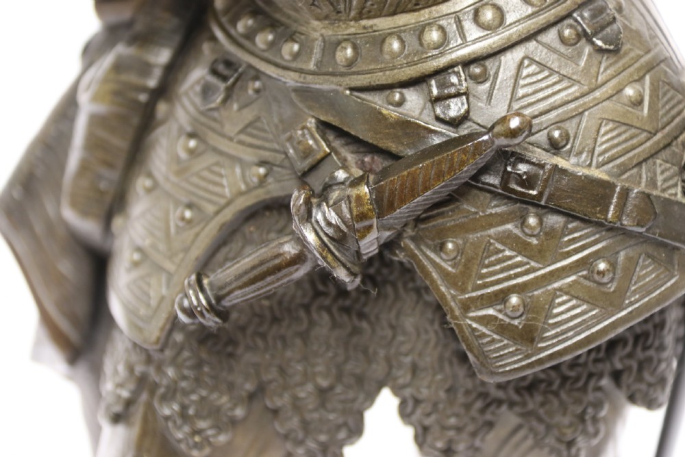 Superb pair mid 19th C bronze knights, Circa 1860 View XII