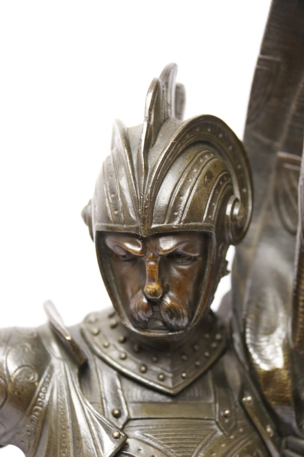 Superb pair mid 19th C bronze knights, Circa 1860 View XIX