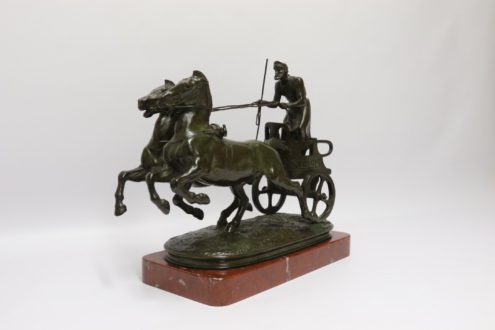 Superb Barbedienne  bronze study of a Grecian Charioteer by Emmanuel Fremiet View II