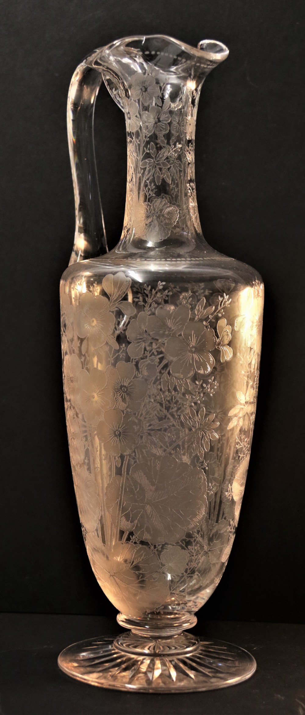 A Fine Victorian English Acid Etched Wine ewer 