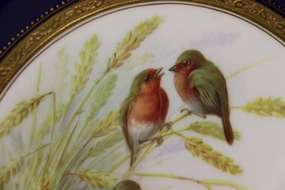 A charming Victorian Minton’s porcelain cabinet plate hand painted with Robins View III