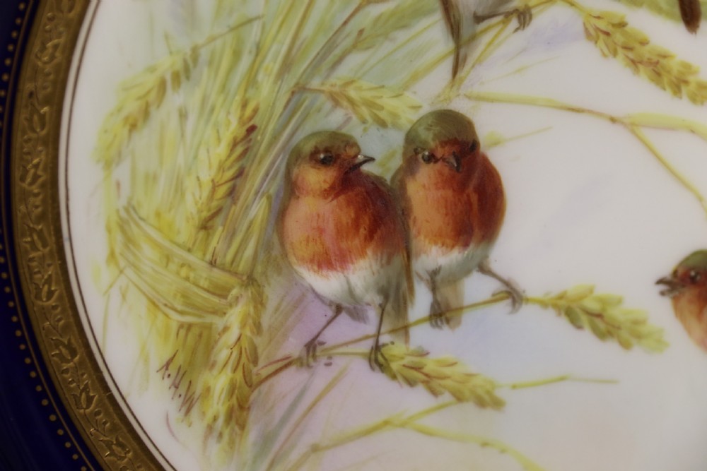 A charming Victorian Minton’s porcelain cabinet plate hand painted with Robins View IV