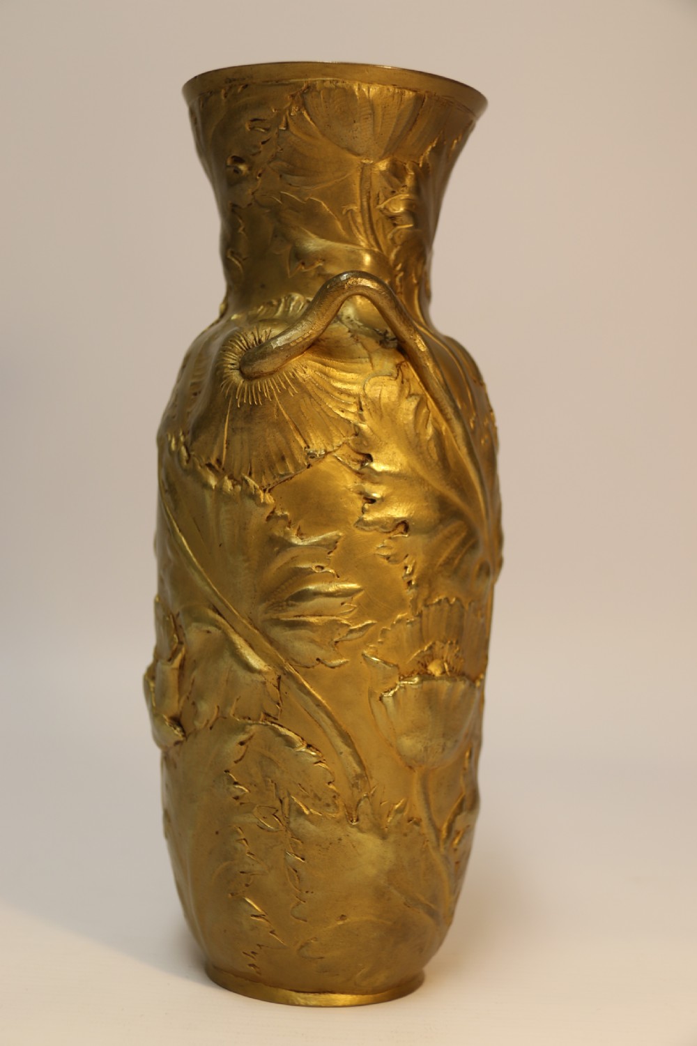 French gilt bronze vase decorated with poppies, C 1890, signed A Vibert  View IV