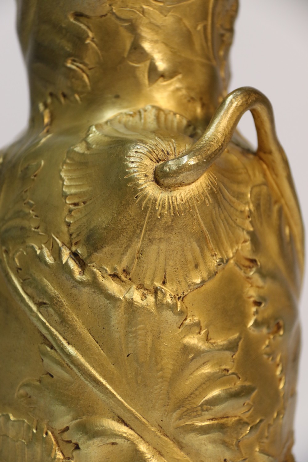 French gilt bronze vase decorated with poppies, C 1890, signed A Vibert  View V