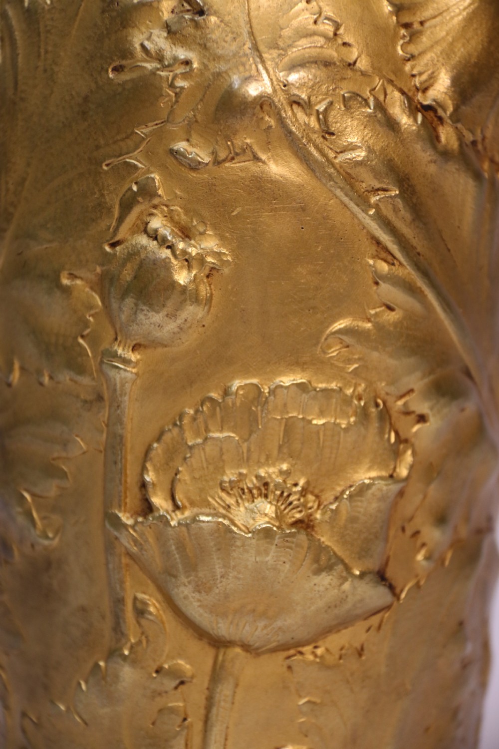 French gilt bronze vase decorated with poppies, C 1890, signed A Vibert  View VI