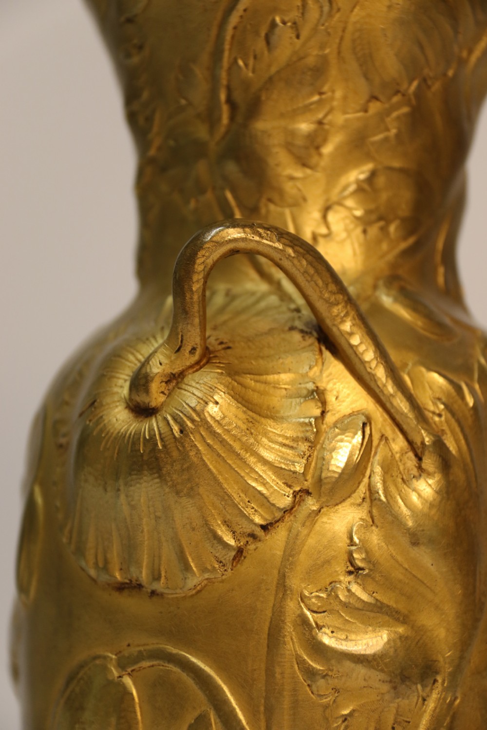 French gilt bronze vase decorated with poppies, C 1890, signed A Vibert  View VII