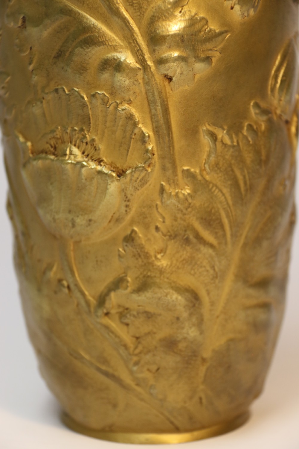 French gilt bronze vase decorated with poppies, C 1890, signed A Vibert  View VIII