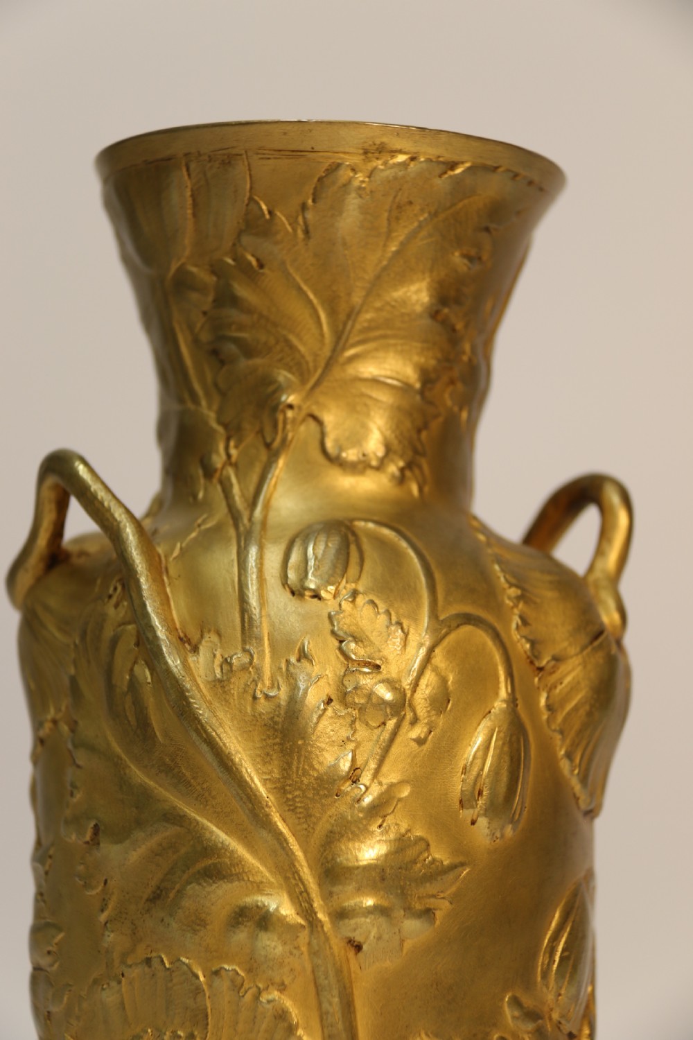 French gilt bronze vase decorated with poppies, C 1890, signed A Vibert  View IX