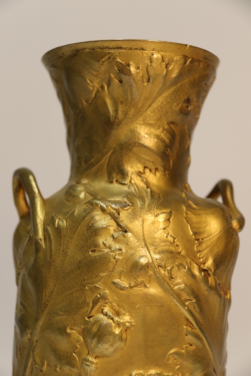 French gilt bronze vase decorated with poppies, C 1890, signed A Vibert  View XI