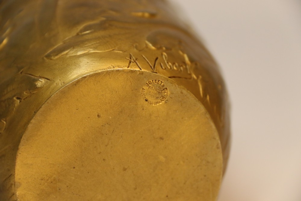 French gilt bronze vase decorated with poppies, C 1890, signed A Vibert  View XIV