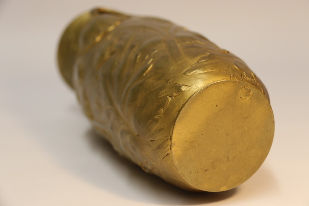 French gilt bronze vase decorated with poppies, C 1890, signed A Vibert  View XVI