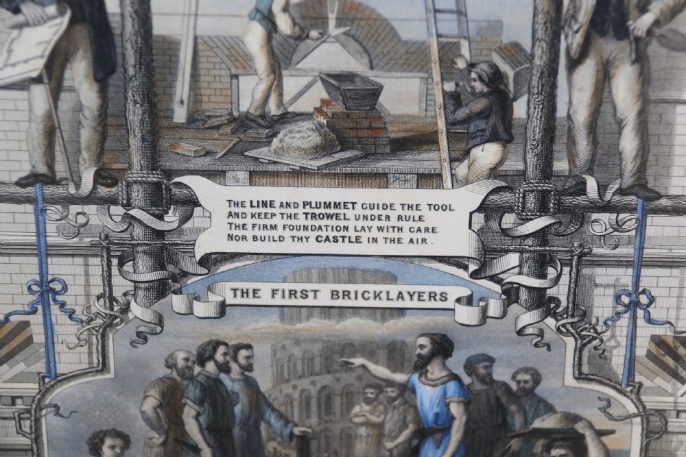 A rare Victorian original framed master builders “ Society of Bricklayers” certificate View VII