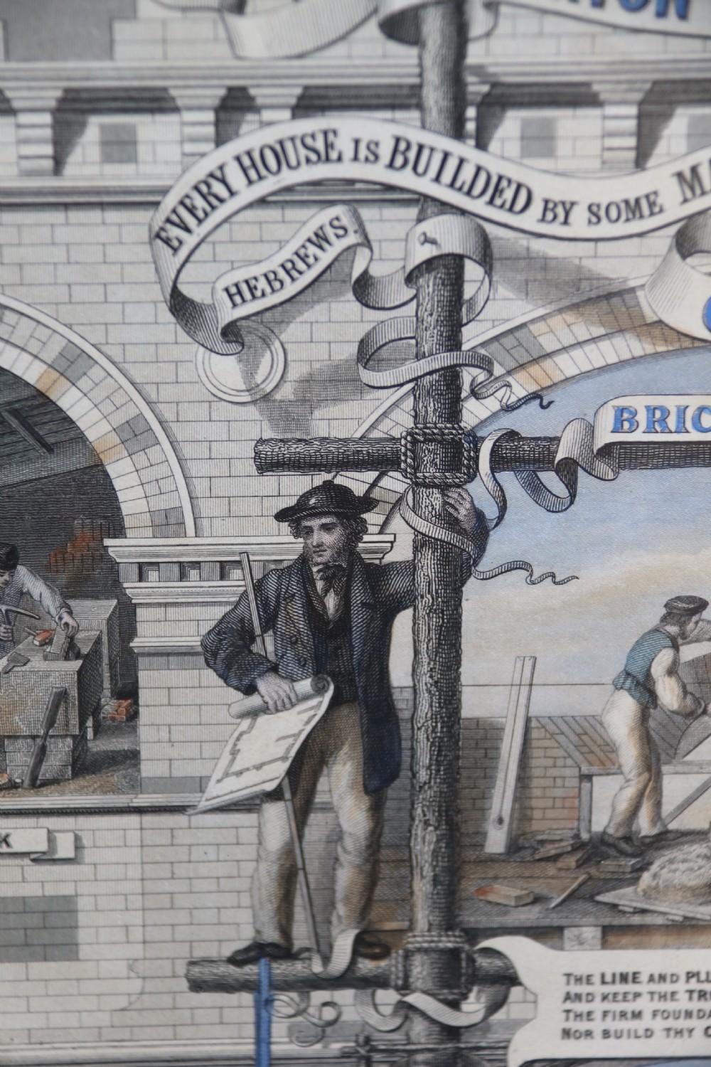 A rare Victorian original framed master builders “ Society of Bricklayers” certificate View XVII