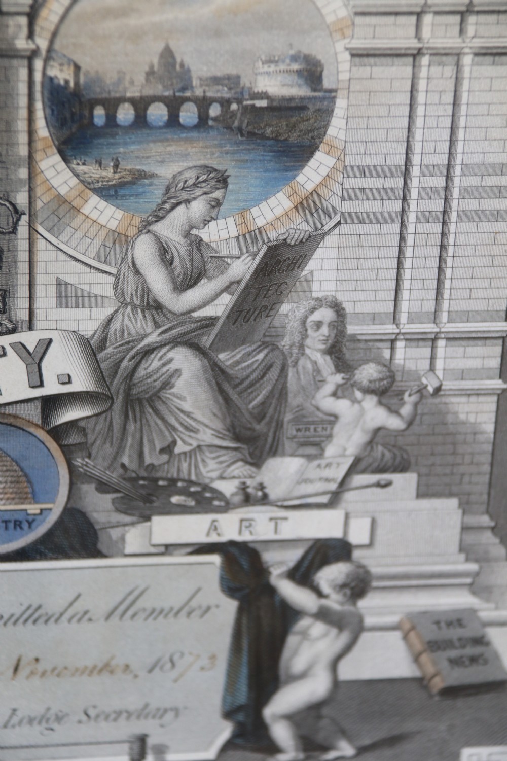 A rare Victorian original framed master builders “ Society of Bricklayers” certificate View XXI