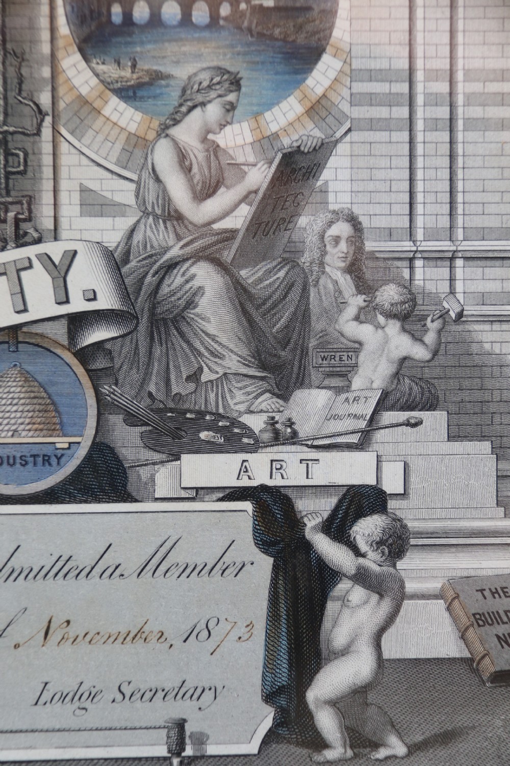 A rare Victorian original framed master builders “ Society of Bricklayers” certificate View XXII