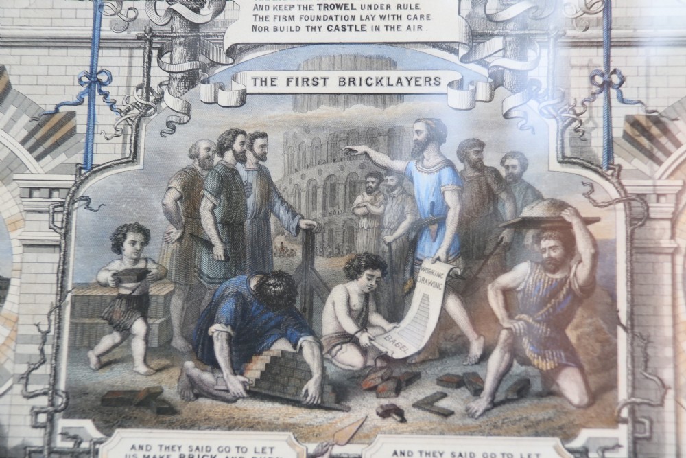 A rare Victorian original framed master builders “ Society of Bricklayers” certificate View XXVII