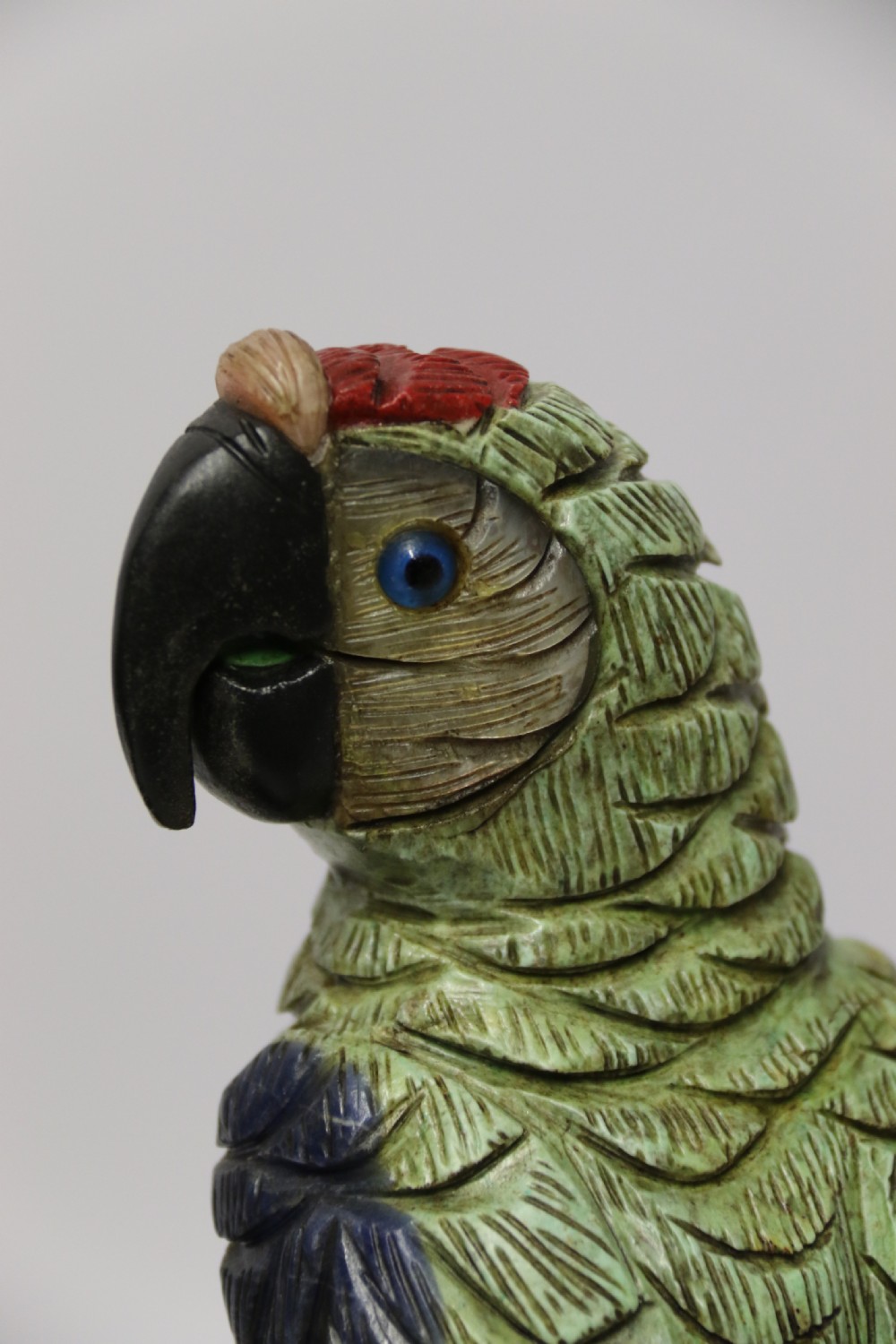 large Chinese  soapstone sculpture of a pair of Parrots. View V