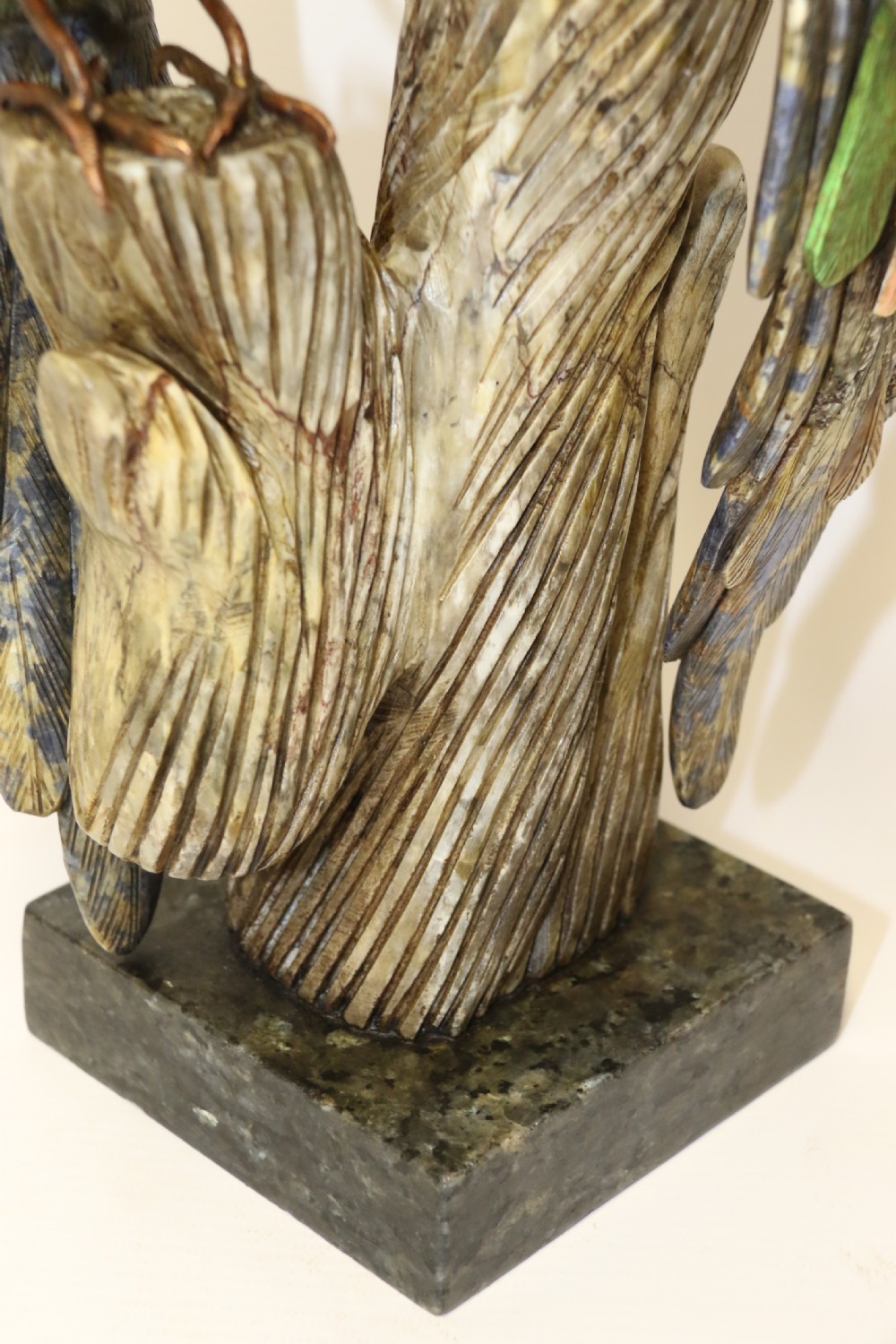 large Chinese  soapstone sculpture of a pair of Parrots. View VIII