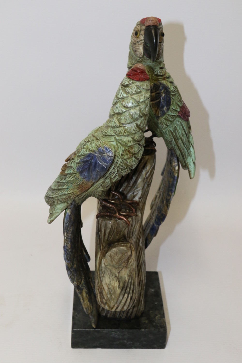 large Chinese  soapstone sculpture of a pair of Parrots. View XI