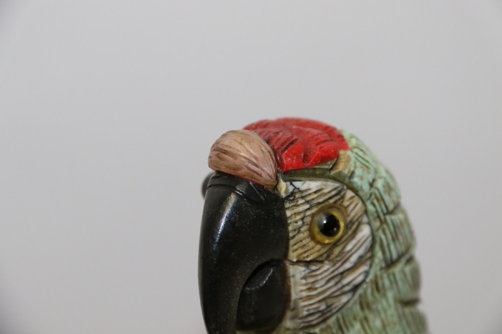 large Chinese  soapstone sculpture of a pair of Parrots. View XIX