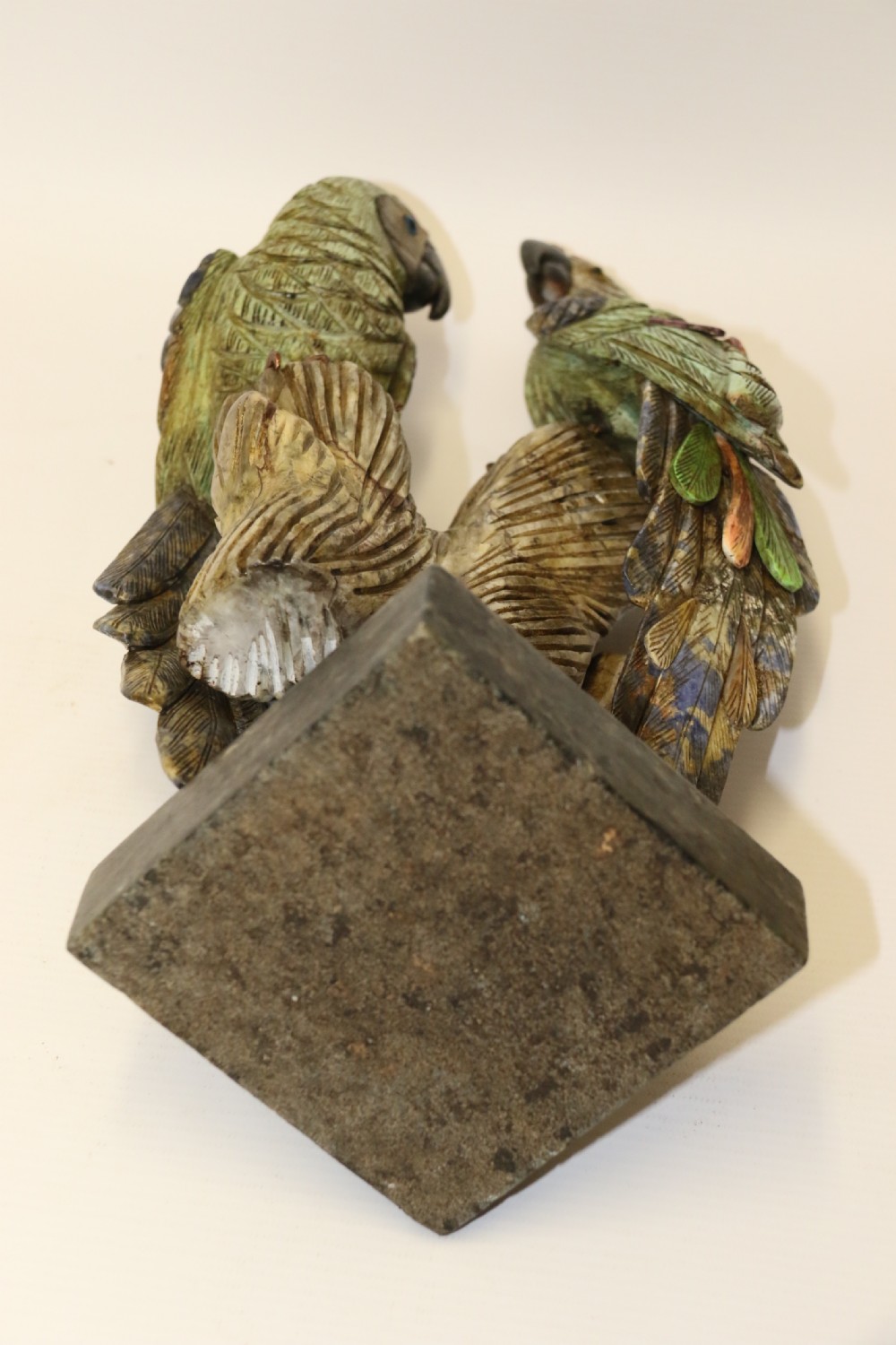 large Chinese  soapstone sculpture of a pair of Parrots. View XXII