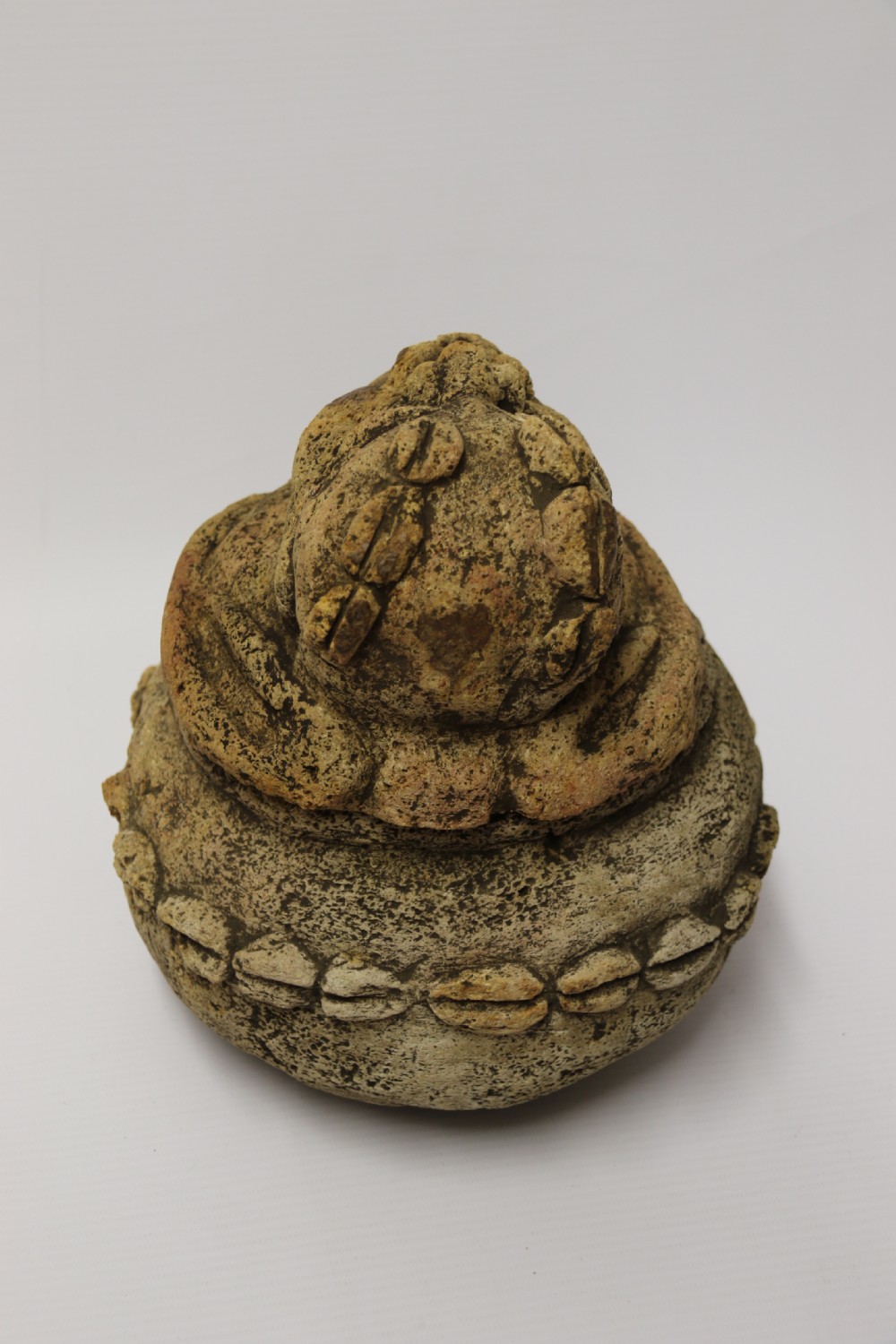 An ancient carved limestone Nomoli figurative pot from the Mende people of Sierra Leone View V