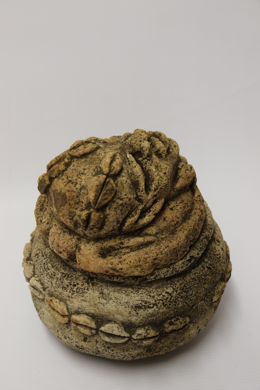 An ancient carved limestone Nomoli figurative pot from the Mende people of Sierra Leone View VI