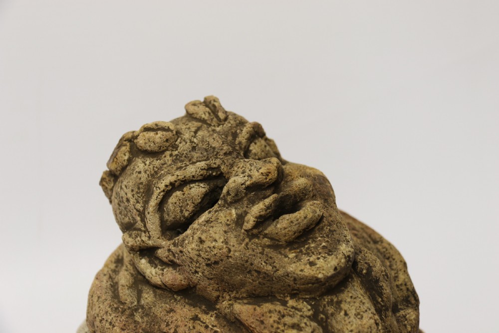 An ancient carved limestone Nomoli figurative pot from the Mende people of Sierra Leone View VII