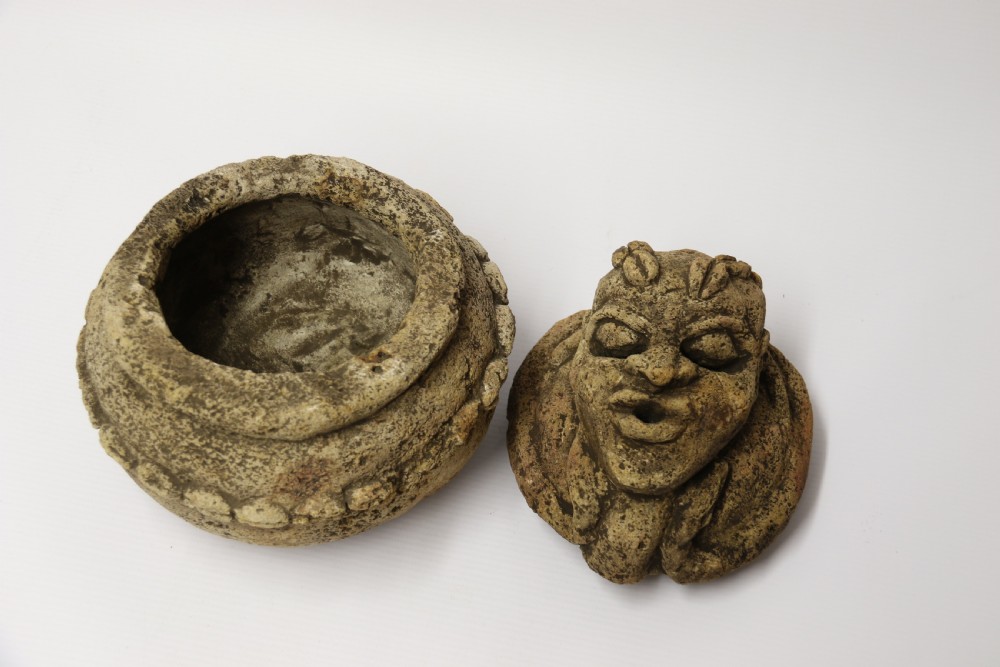 An ancient carved limestone Nomoli figurative pot from the Mende people of Sierra Leone View IX
