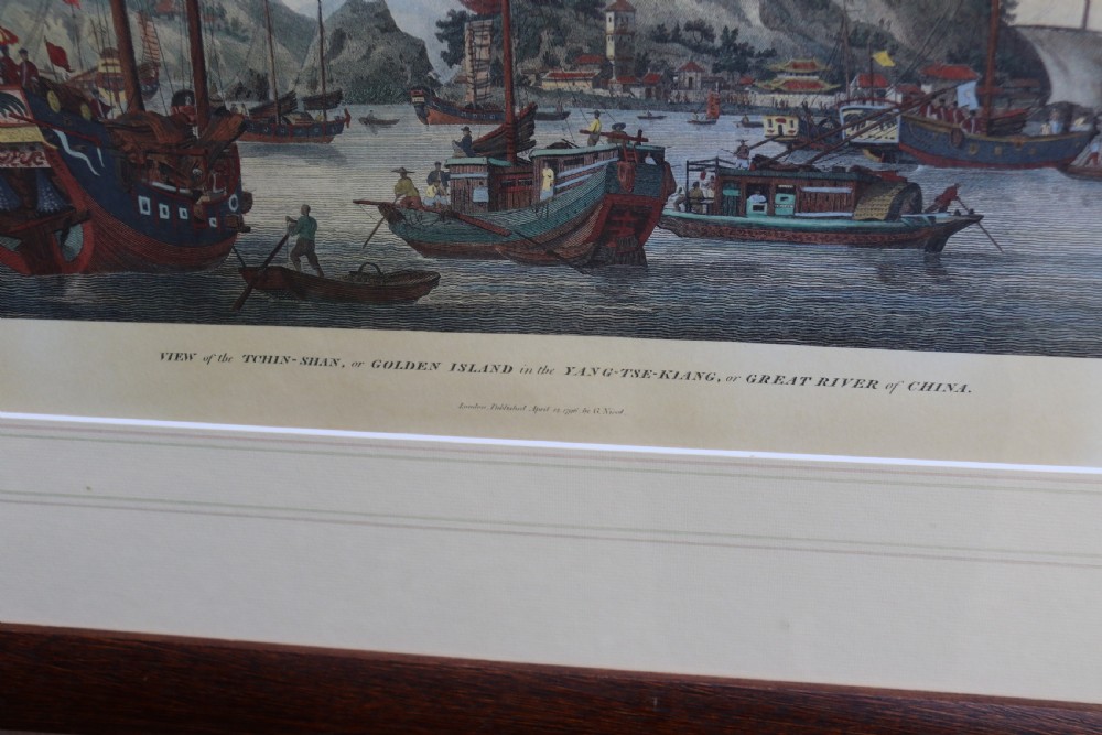 A decorative pair of coloured prints showing early views of China View III