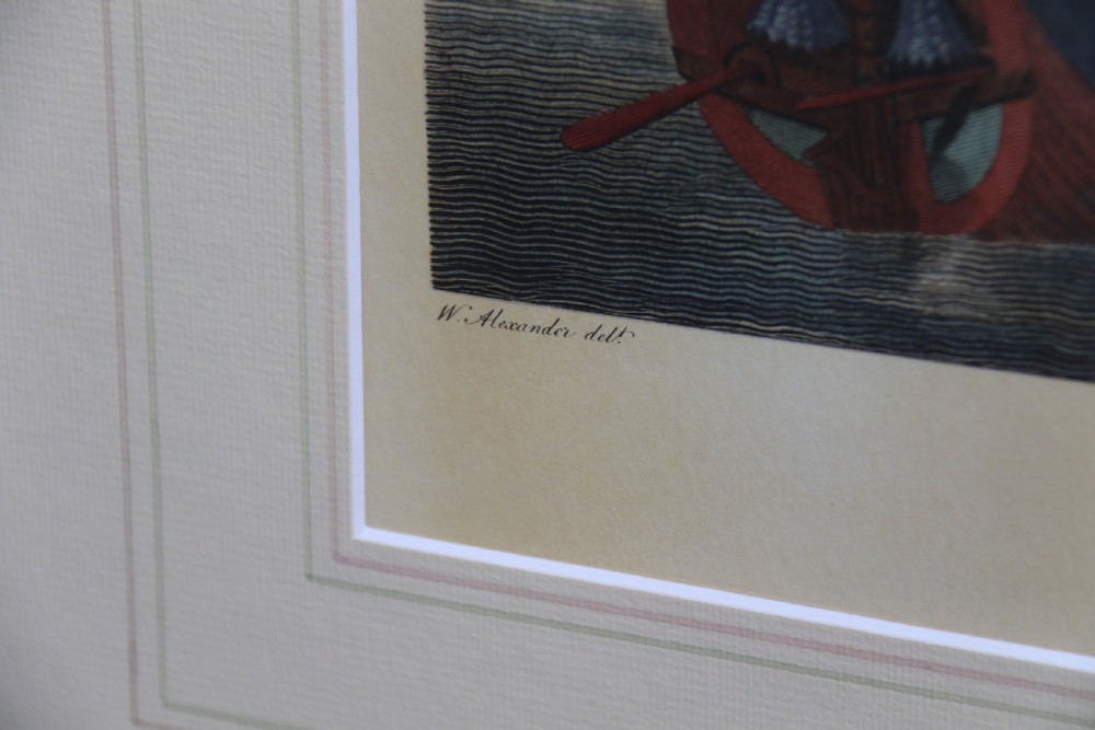 A decorative pair of coloured prints showing early views of China View IV