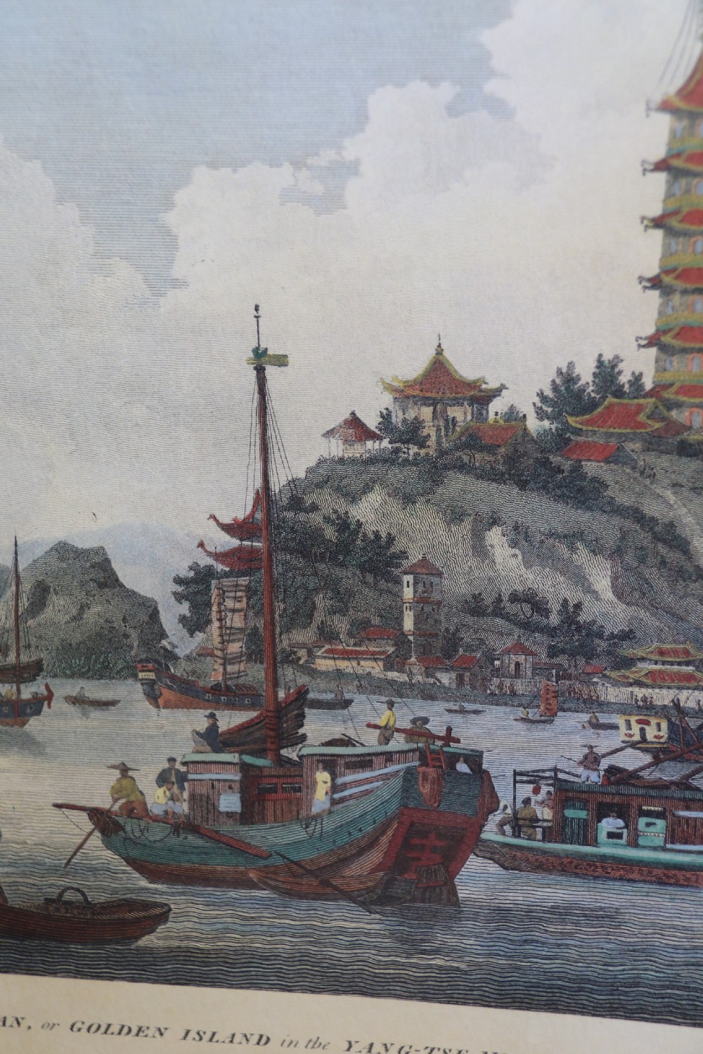 A decorative pair of coloured prints showing early views of China View VI