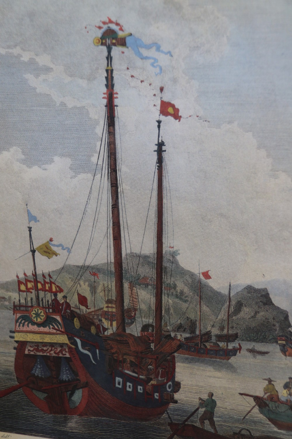 A decorative pair of coloured prints showing early views of China View VII