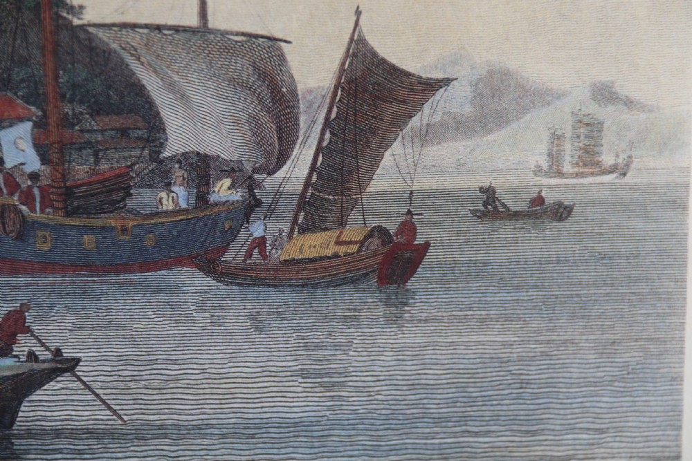 A decorative pair of coloured prints showing early views of China View XII