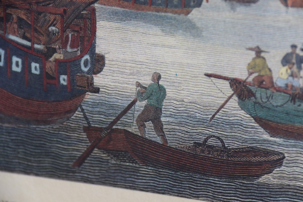A decorative pair of coloured prints showing early views of China View XV