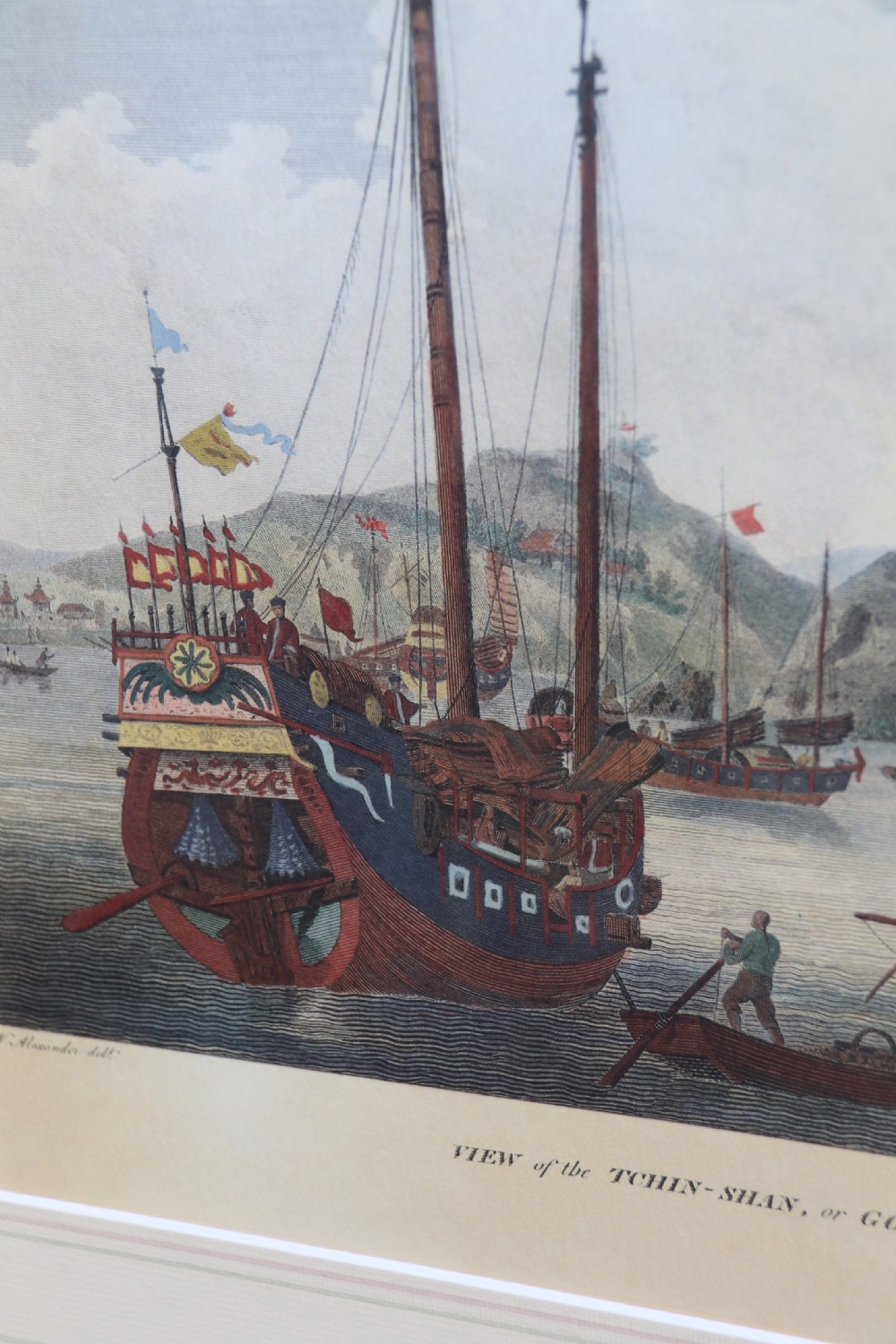 A decorative pair of coloured prints showing early views of China View XVI
