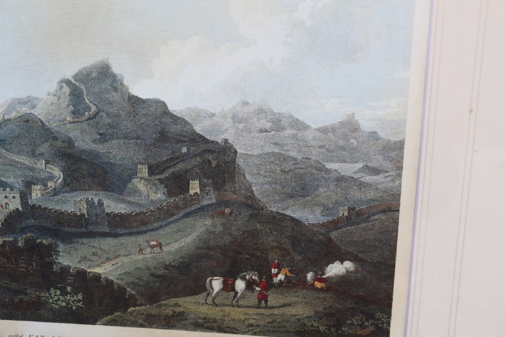 A decorative pair of coloured prints showing early views of China View XVII
