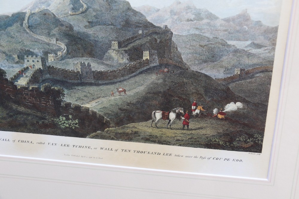 A decorative pair of coloured prints showing early views of China View XVIII