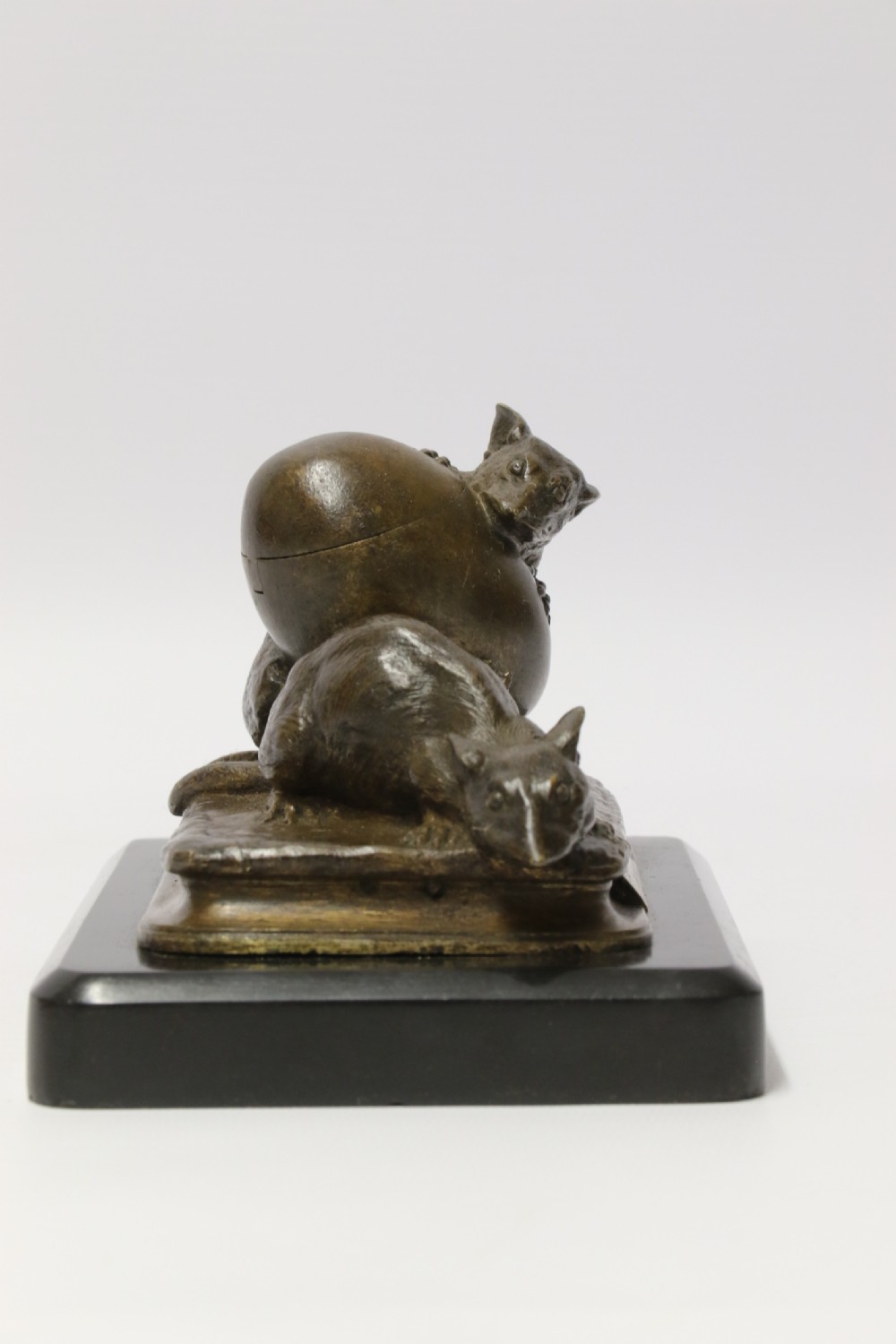 A fine 19th century French bronze Ink stand of two rats and an egg View IV