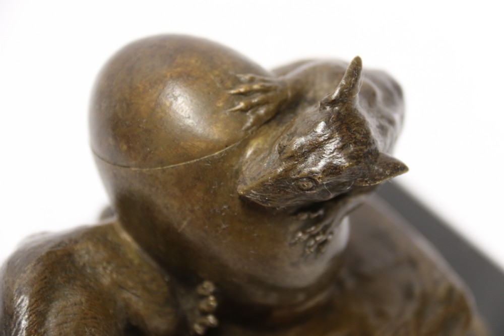A fine 19th century French bronze Ink stand of two rats and an egg View VIII