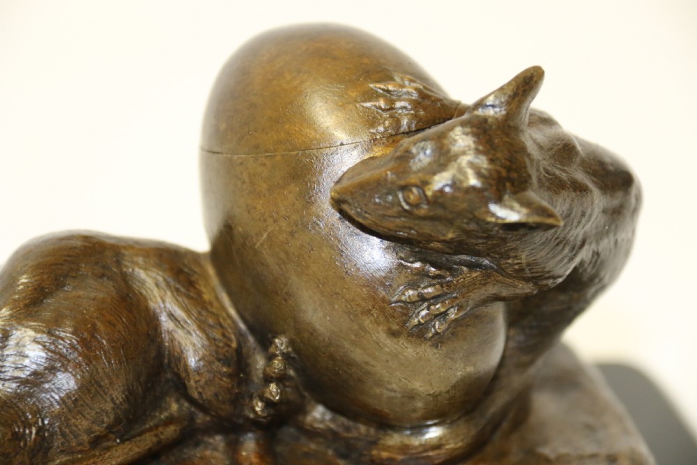 A fine 19th century French bronze Ink stand of two rats and an egg View XI