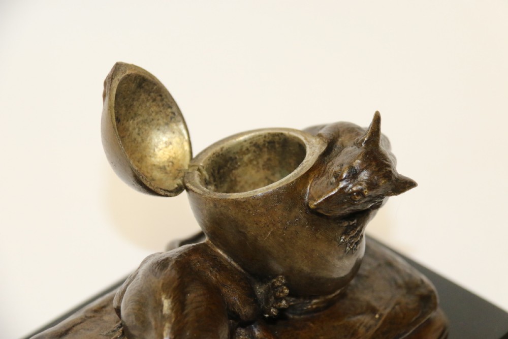 A fine 19th century French bronze Ink stand of two rats and an egg View XV