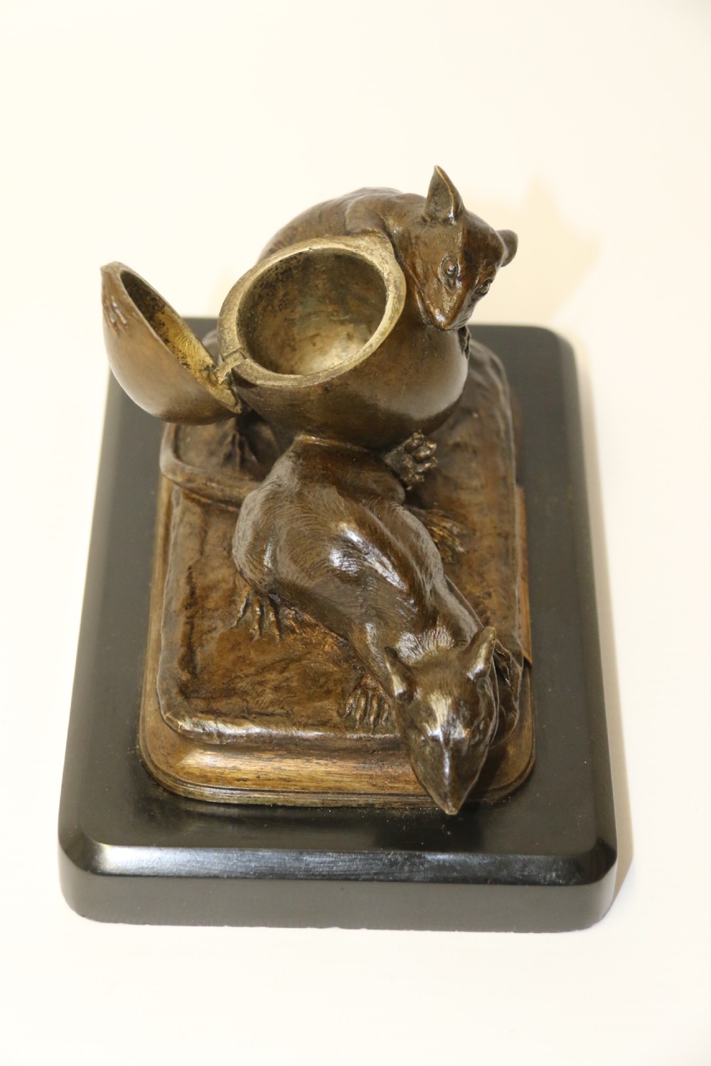 A fine 19th century French bronze Ink stand of two rats and an egg View XVII
