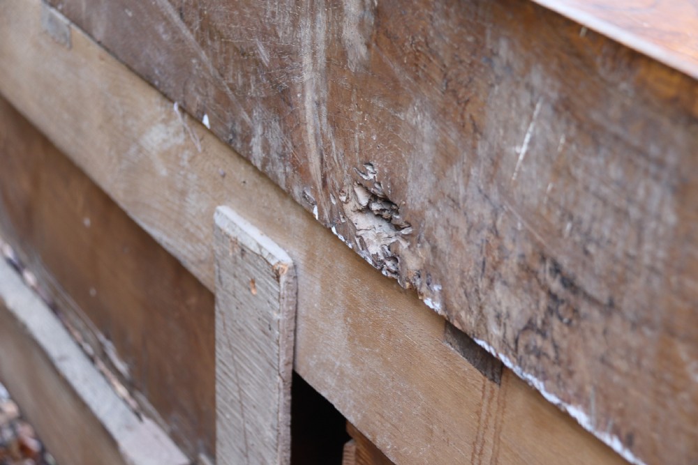 A good late 18th century three drawer oak dresser base   View VI