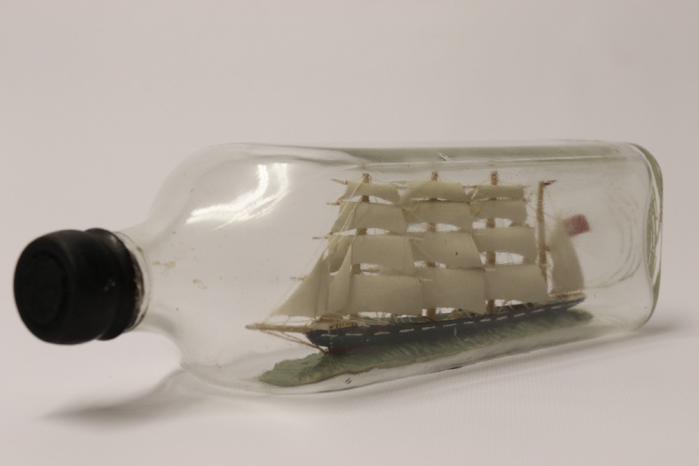 Amazing quality model ship in a bottle, Circa 1920 View IV