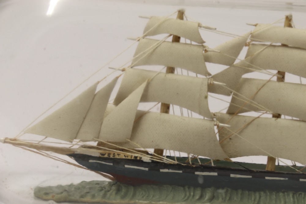Amazing quality model ship in a bottle, Circa 1920 View VII