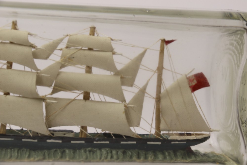 Amazing quality model ship in a bottle, Circa 1920 View IX