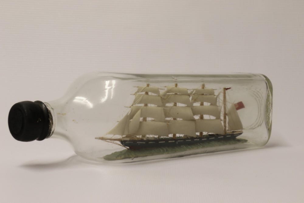 Amazing quality model ship in a bottle, Circa 1920 View XV